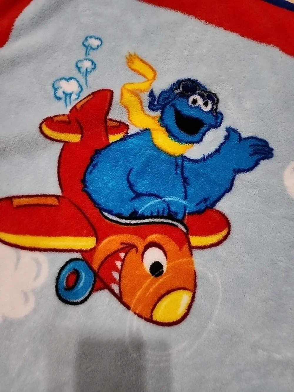 Sesame Street Elmo Cookie Monster Fleece Throw Blanket Flying Airplanes 28